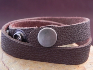 Leather Cuff Double Wrap Bracelet Cocoa Brown