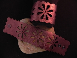 Leather Cuff With Floral Cut Out Pattern Antique Copper