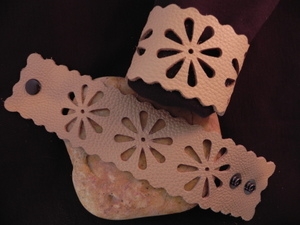 Leather Cuff With Floral Cut Out Pattern Butter