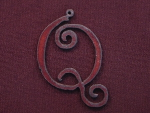 Rusted Iron Initial Q Pendant